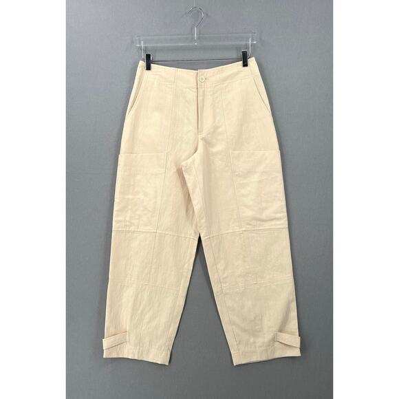 APIECE APART Tapered Barrel Balloon Pants Womens 4 Cream Linen Blend Cargo NEW - Picture 1 of 12